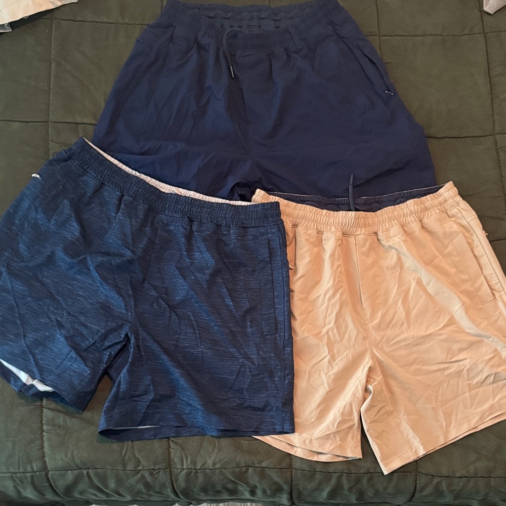 Freeballers by Meripex Blue, Heather, and Tan Athletic Shorts set (3 pairs)
